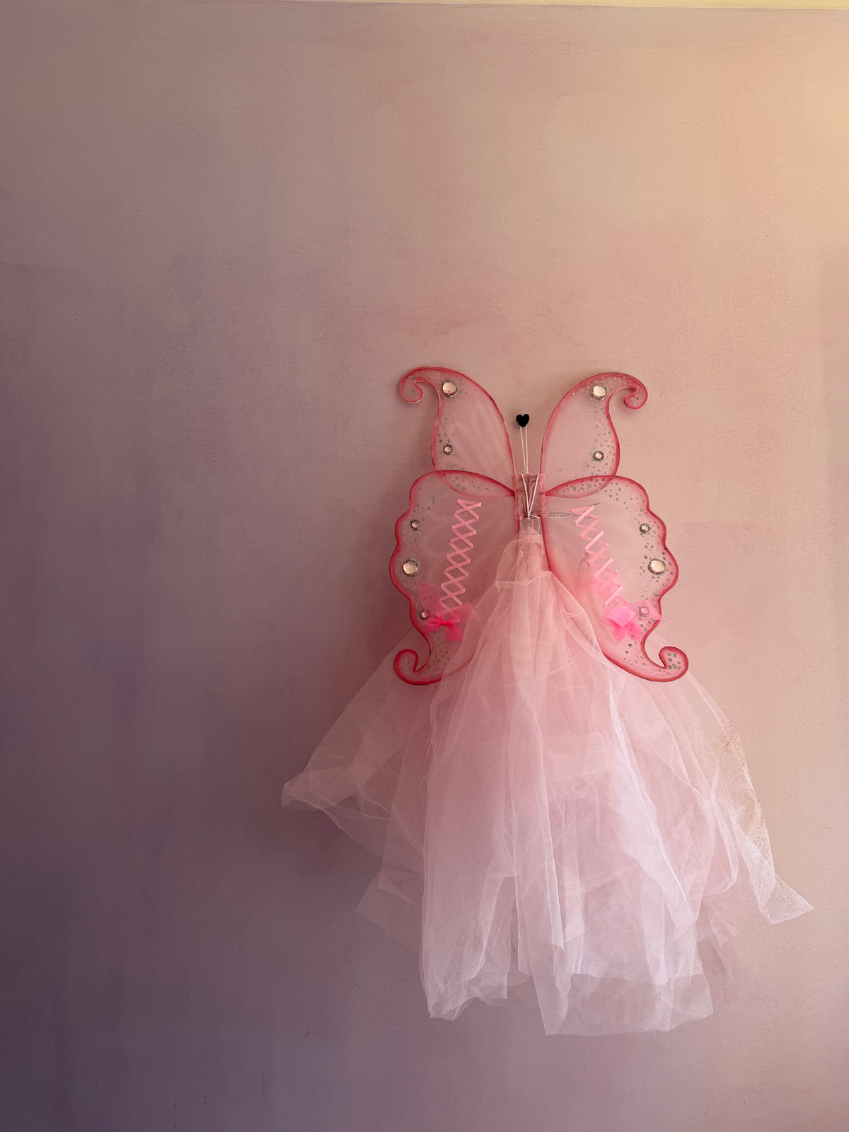 OFAK vintage handmade Sparkle Fairy costume / wings, skirt, headband