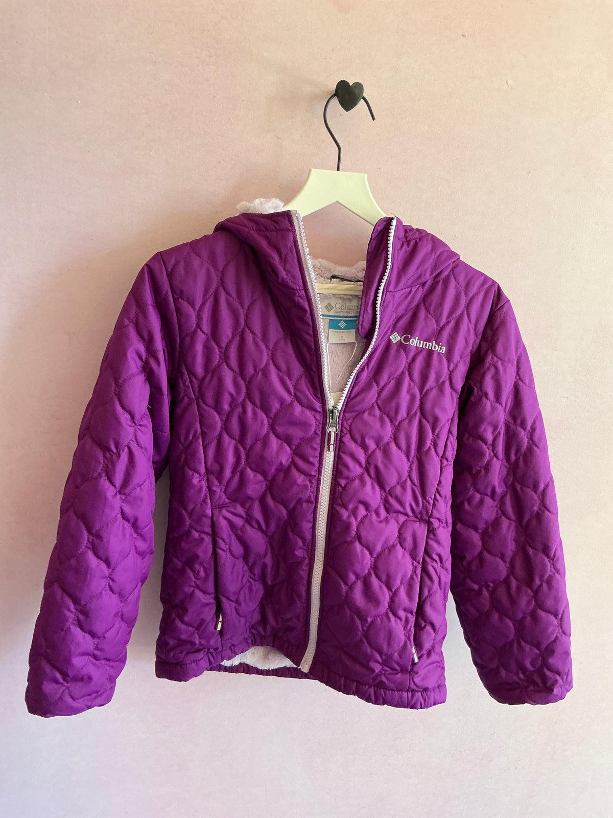 Columbia Quilted Purple Lined Hooded Puffer / 7-8 Years