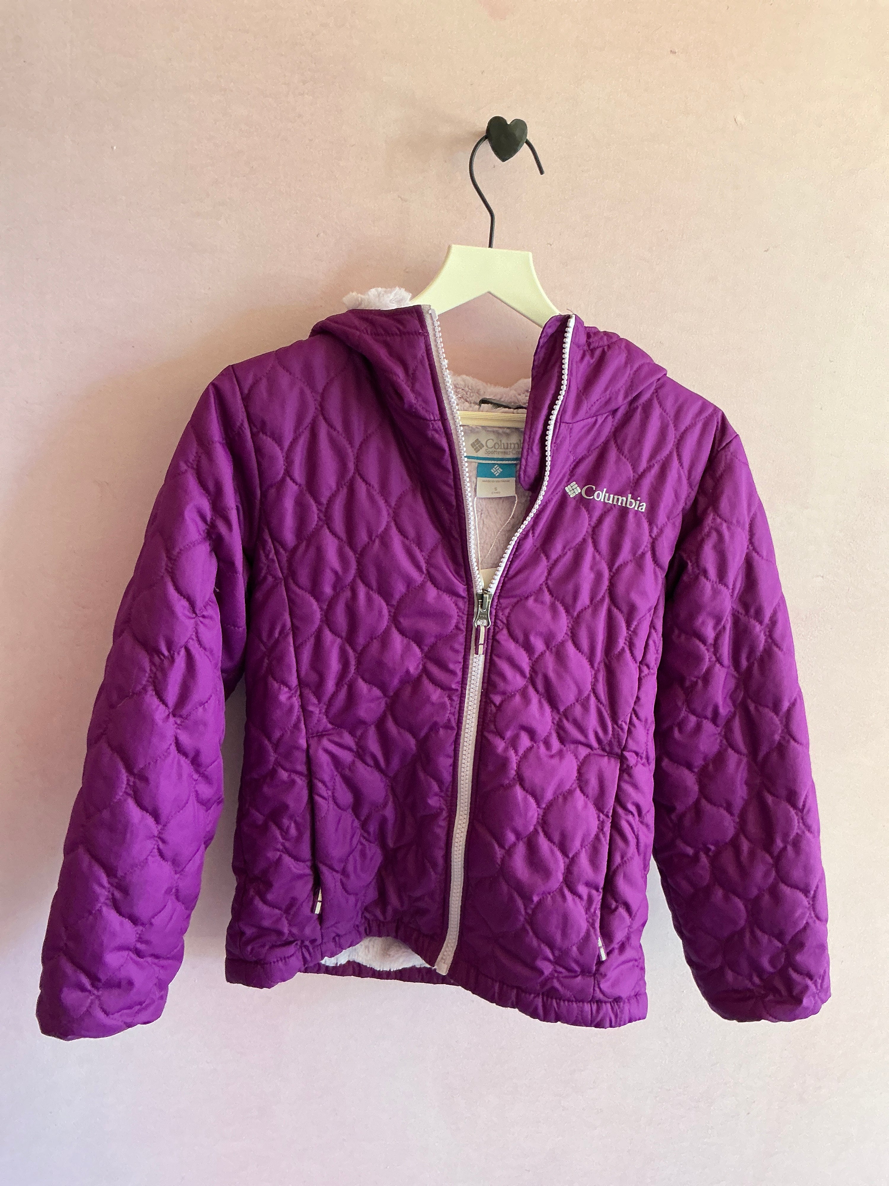 Columbia Quilted Purple Lined Hooded Puffer / 7-8 Years