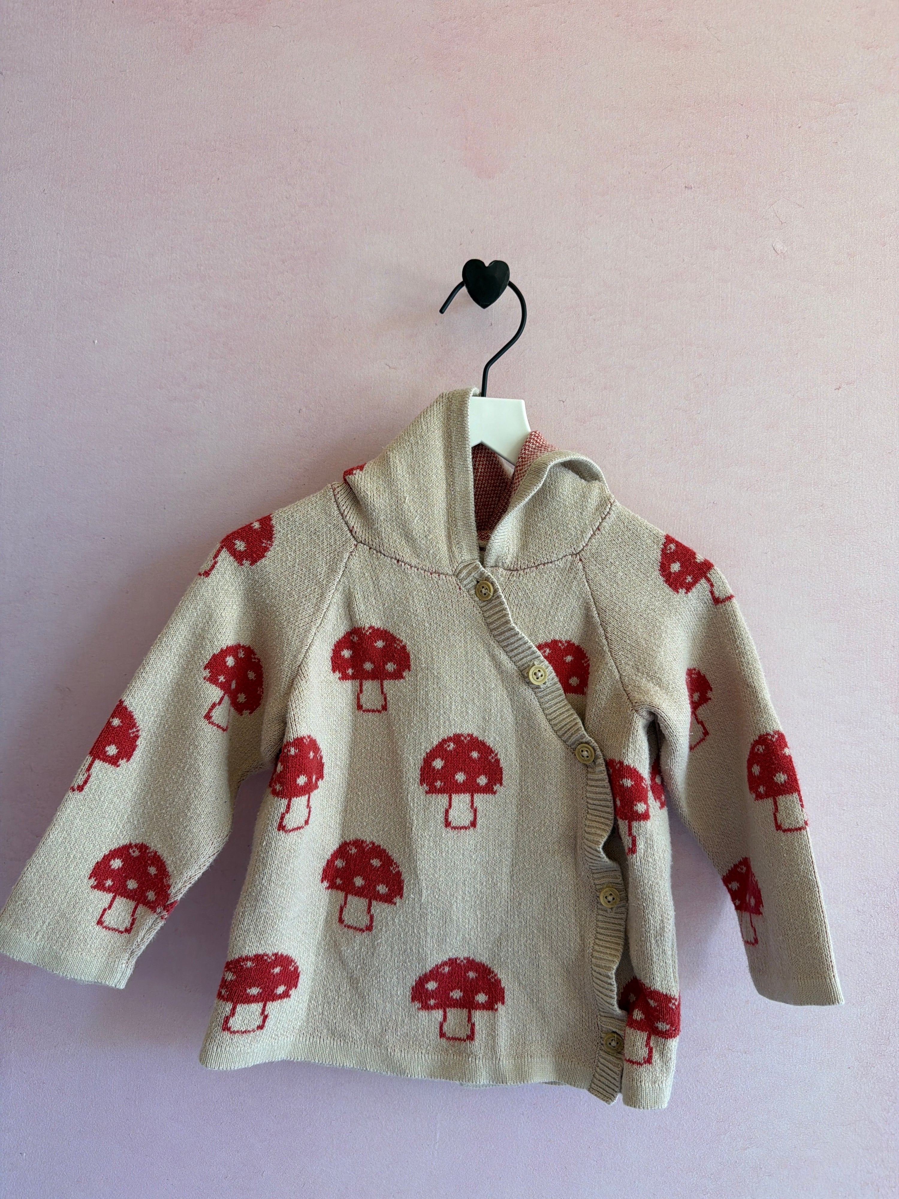 fin & vince Mushroom Hooded Cardigan / 18-24 months