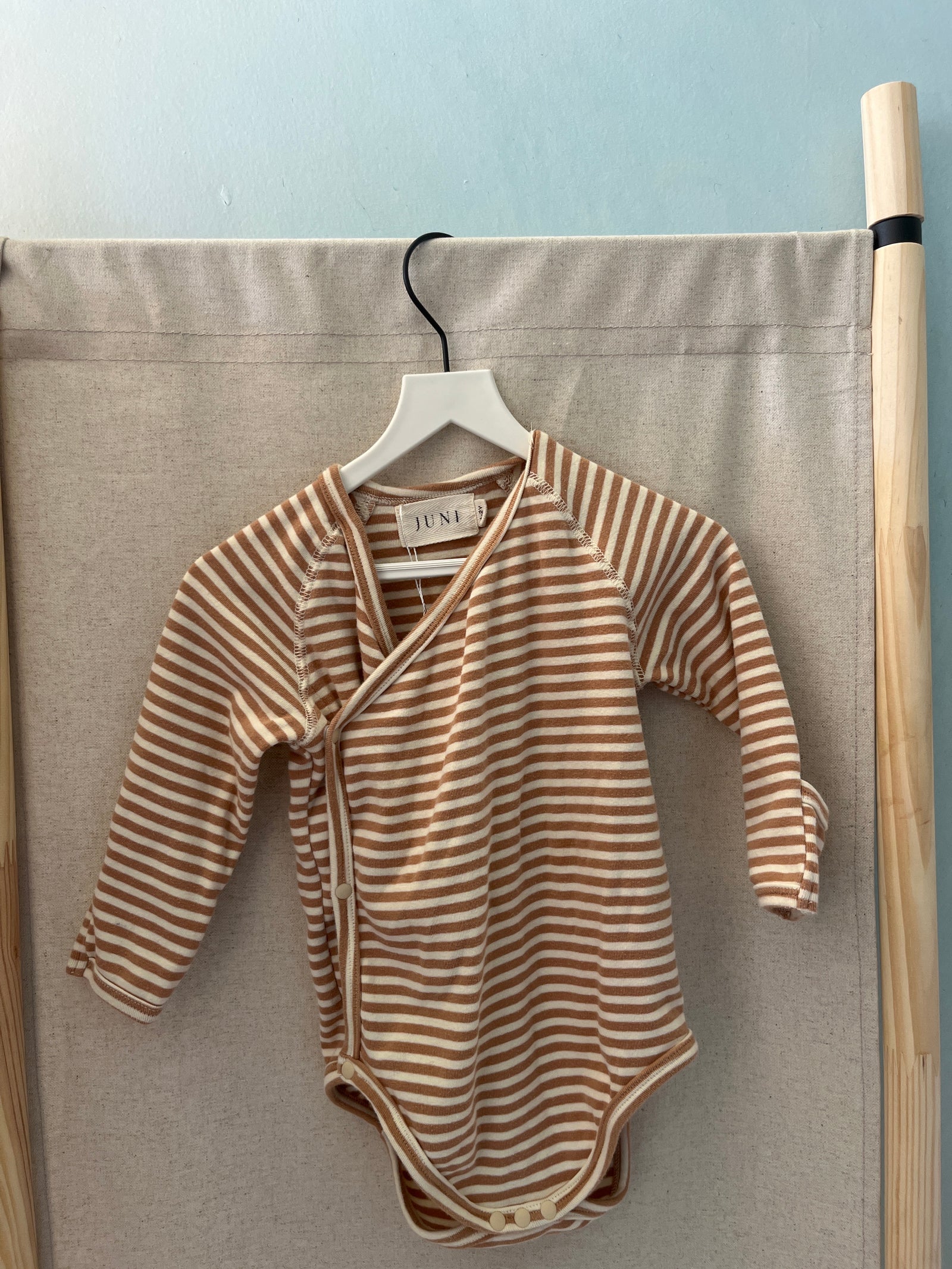 JUNI Brown White Stripe Bodysuit / 1-2 Years