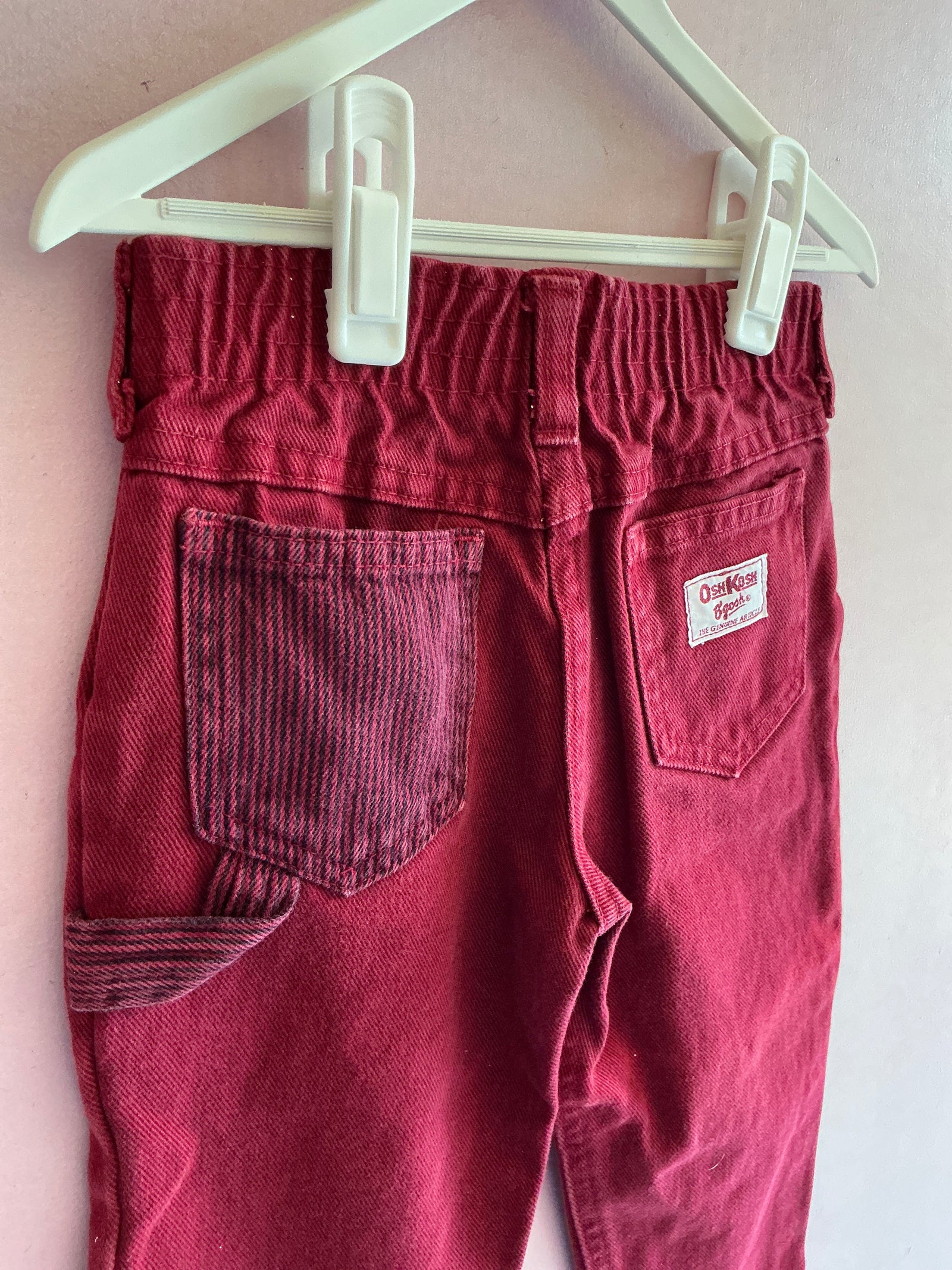 Vintage OshKosh B'gosh Burgundy Jeans with Striped Pocket / 2T