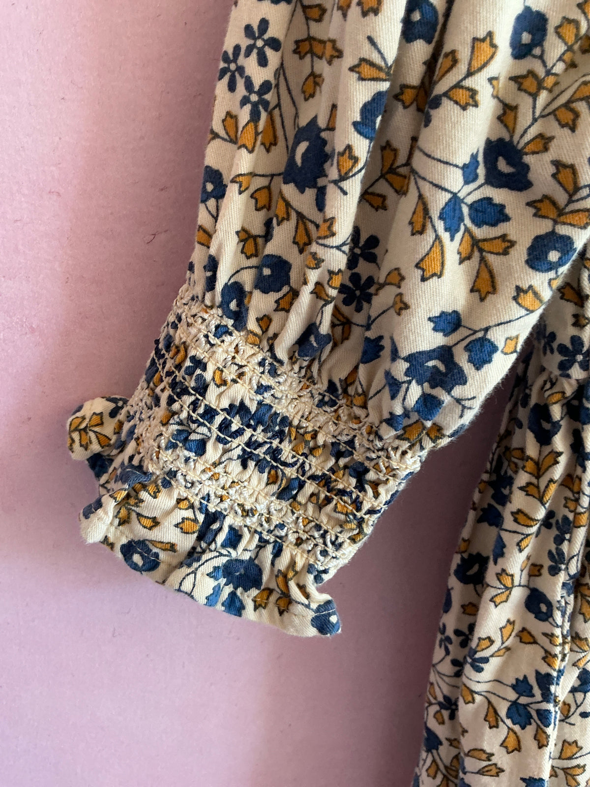 LALI Cream navy mustard floral Dress / 3T