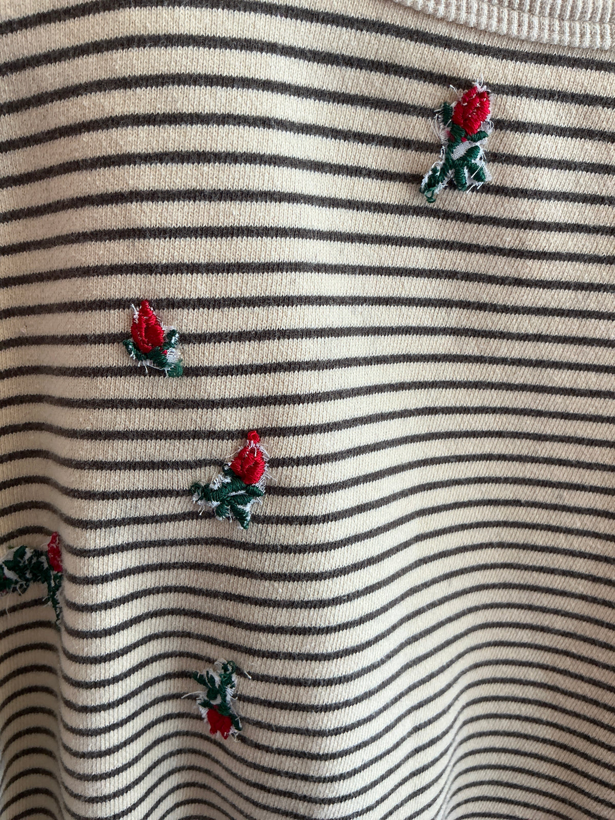 Embroidered Roses Stripes Sweatshirt / 5