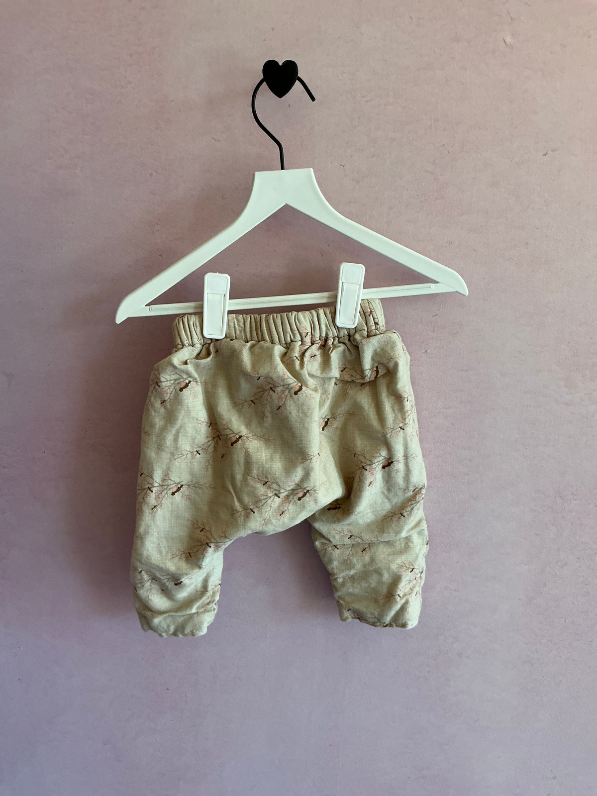 heavy weight cotton cream bird on trees Pant / 6-12 months
