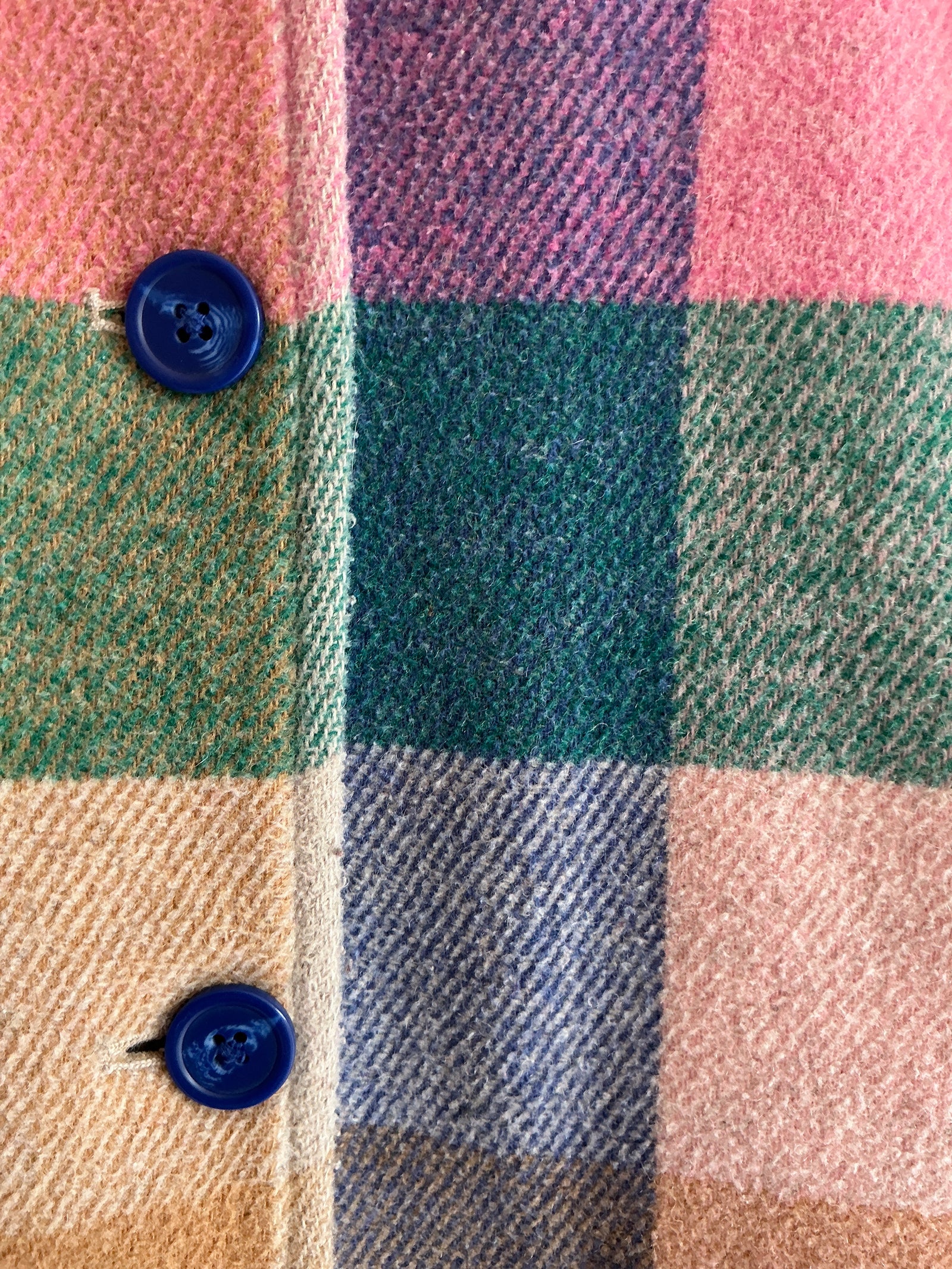 Mini Boden Pastel Plaid Blue Velvet Collar coat / 11-12