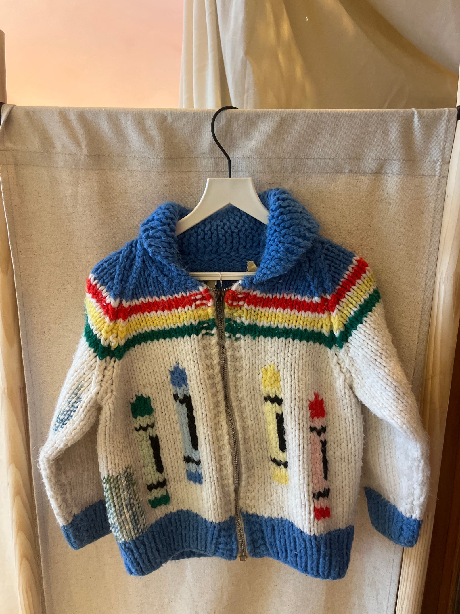 vintage Crayon Knit Sweater / 2-3 Years (creative mending)