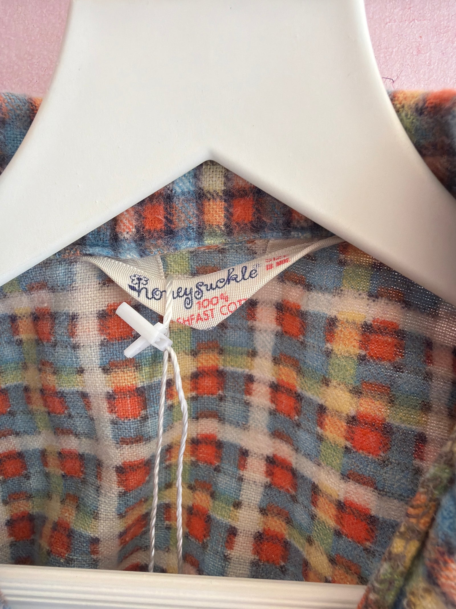 vintage Neon Plaid Flannel Long Sleeve Shirt / 12-18 months