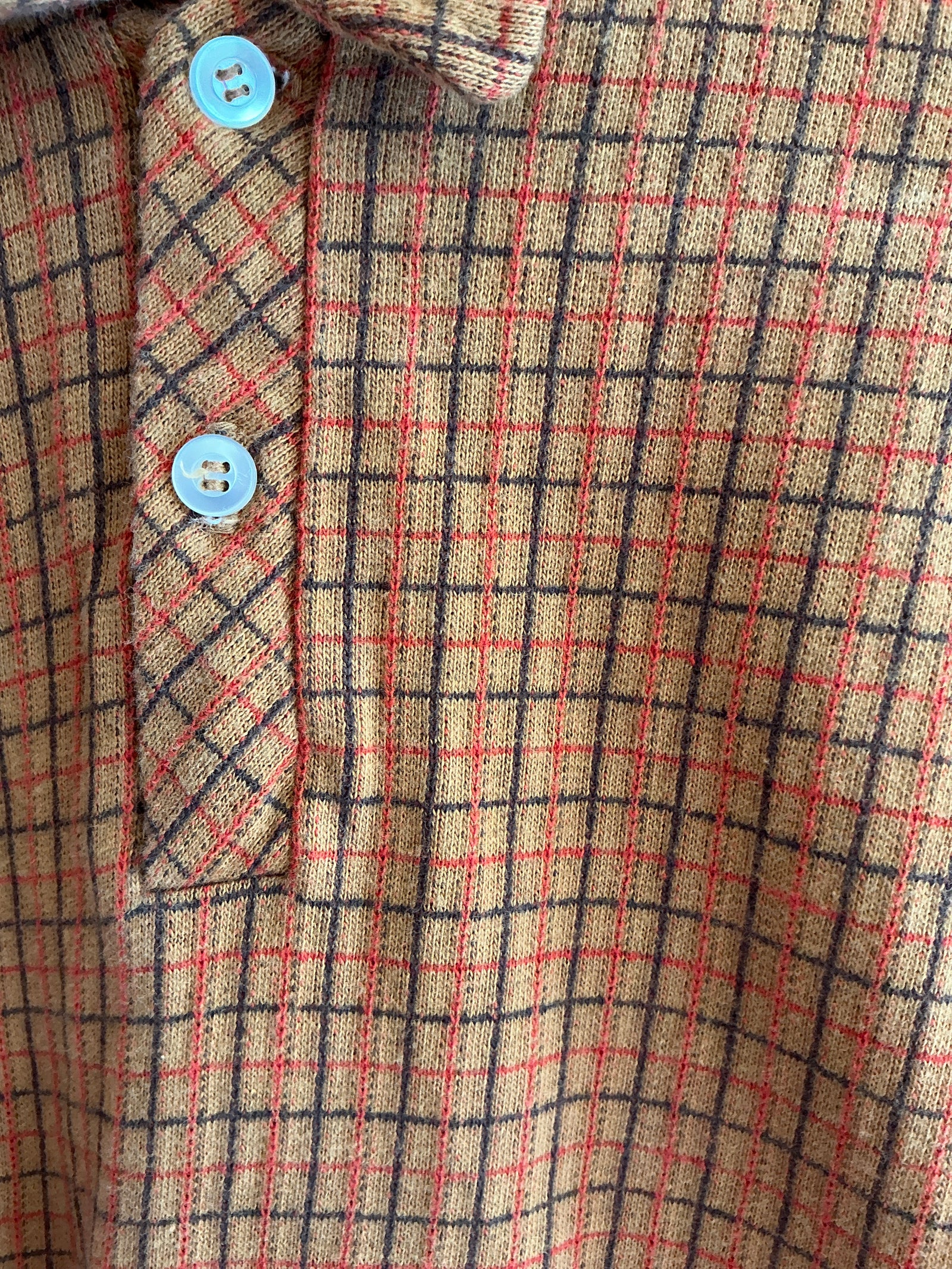 vintage 60s Rust Plaid Long Sleeve Shirt / 3-4 Years