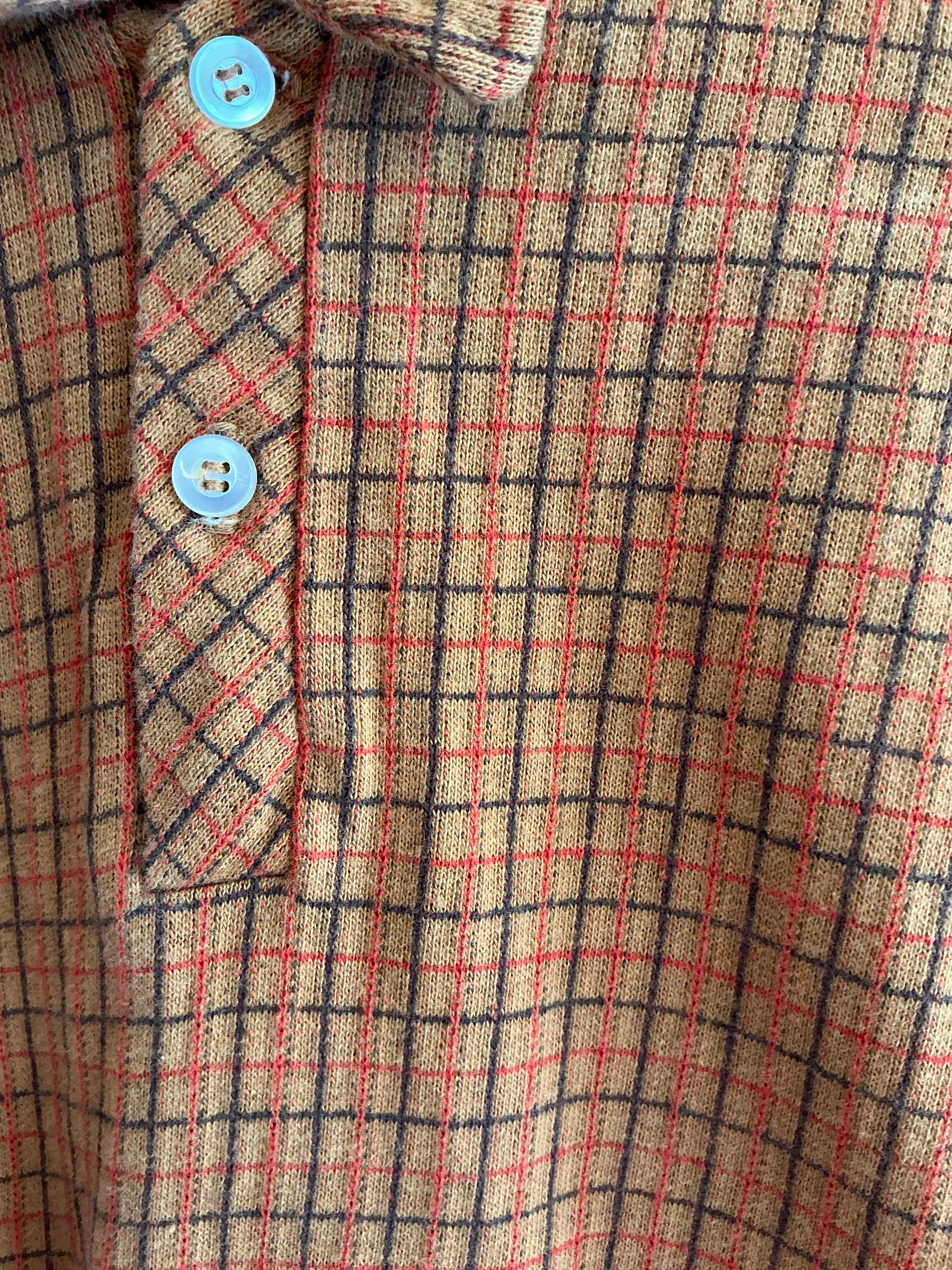 vintage 60s Rust Plaid Long Sleeve Shirt / 3-4 Years
