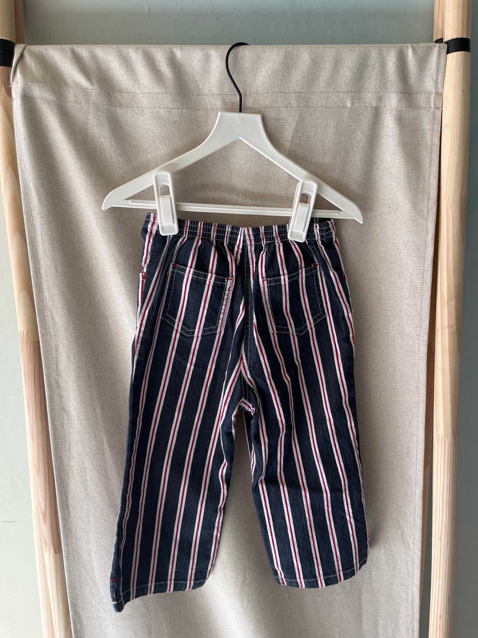 Gymboree Navy Red Stripe Flower Belt Pants / 18-24 months