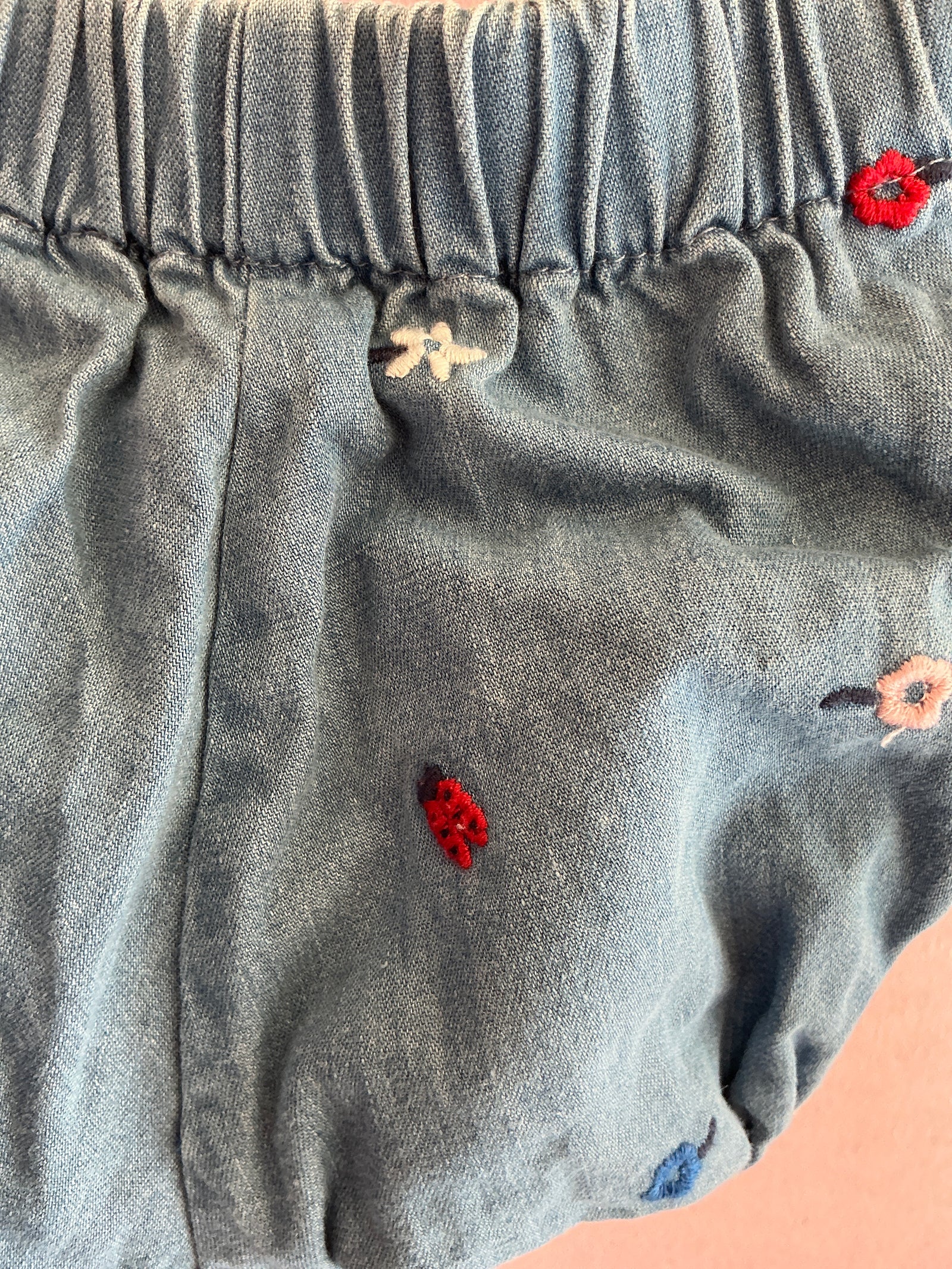 Hanna Andersson Chambray with Flower Embroidery Shorts / 3-6 Months