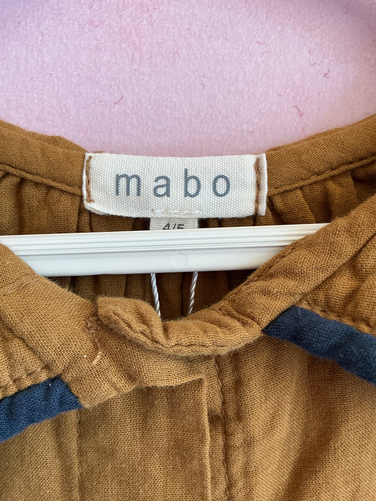 Mabo Brown Navy Trim Pocket Dress Dress / 4-5Y