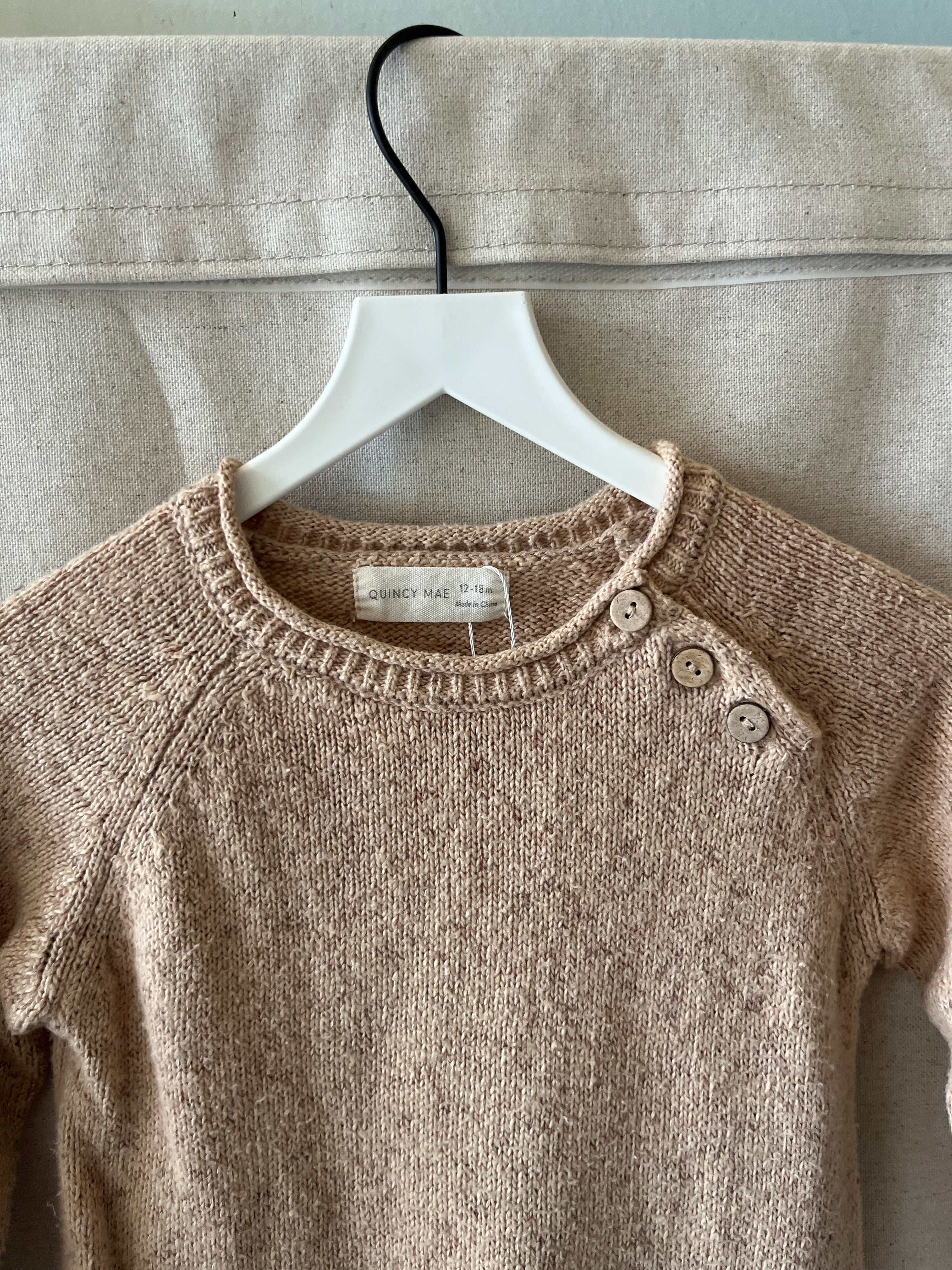 QUINCY MAE Beige Romper / 12-18 months
