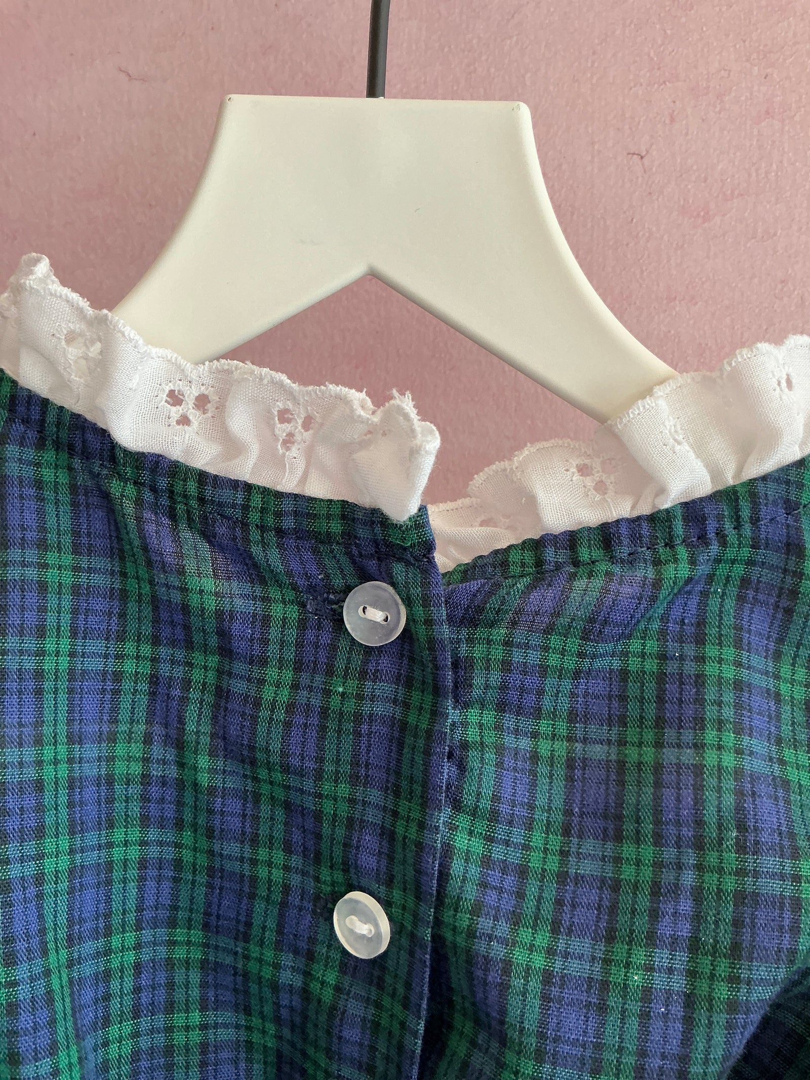 vintage Evergreen Plaid Prairie Dress / 2-3 Years