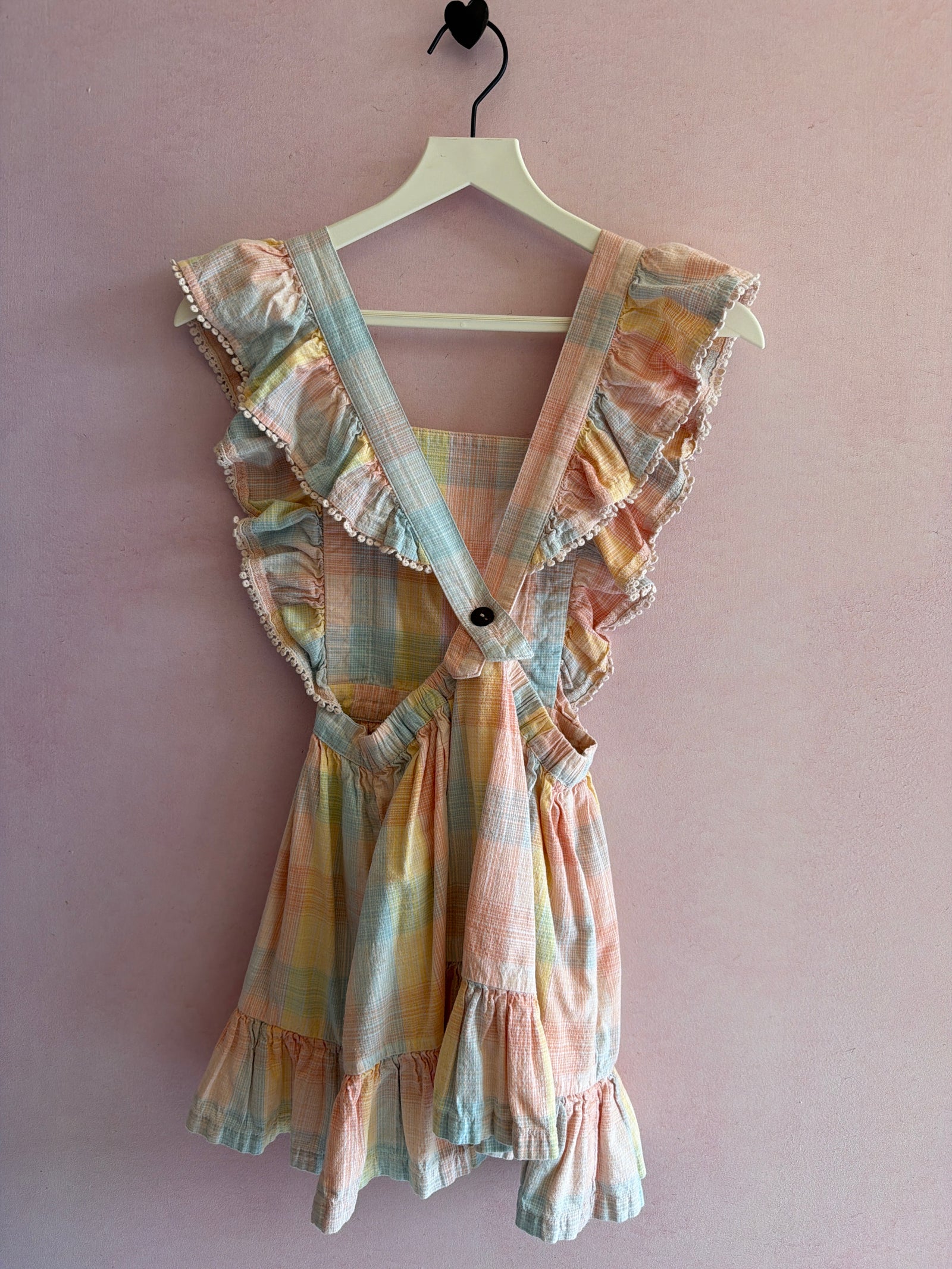 hux Pastel Pink, Blue, and Cream Pinafore Dress / 6