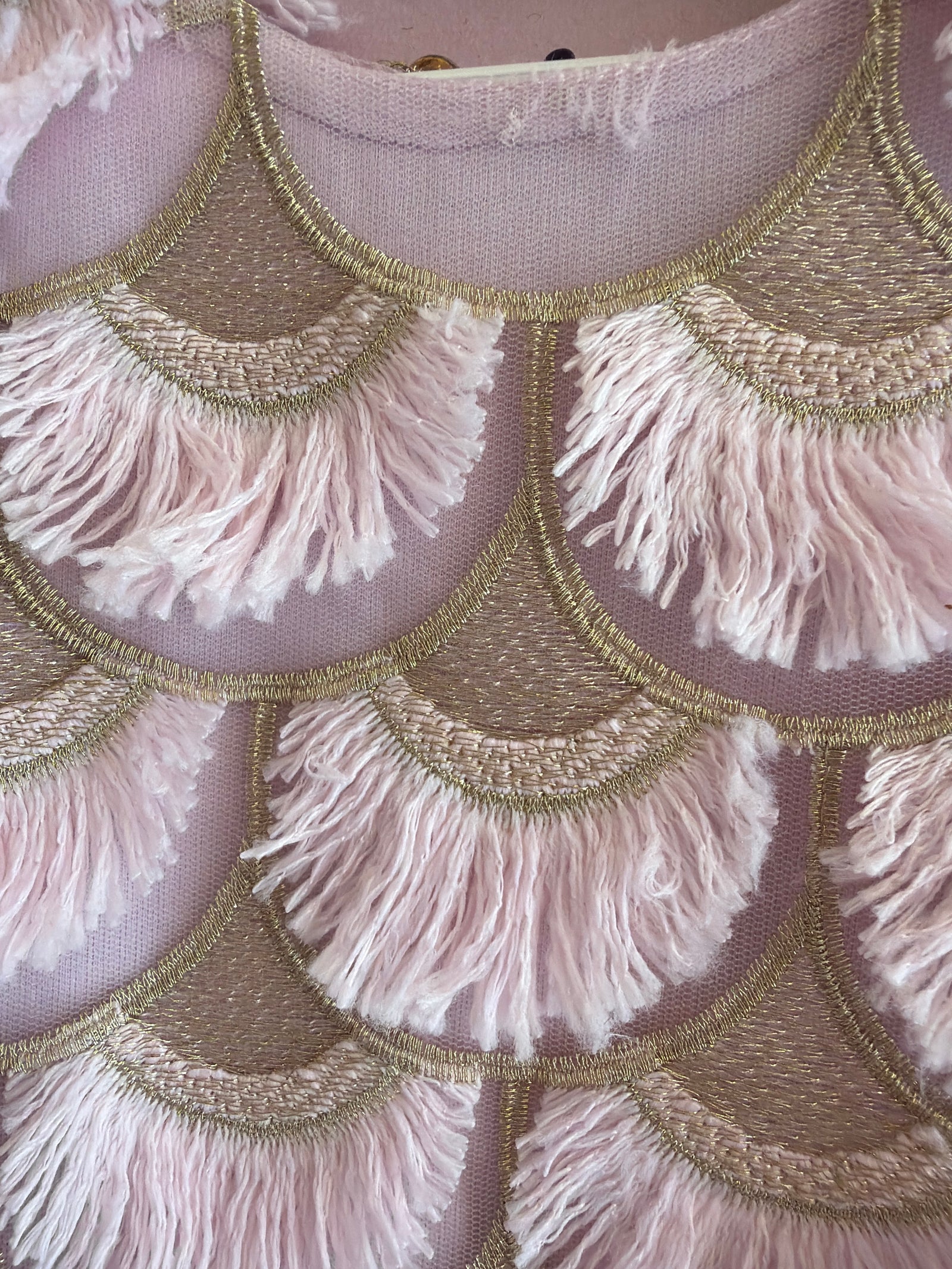 OshKosh Pink and Brown Fringe Scale-Pattern Flapper Dress / 18 Months