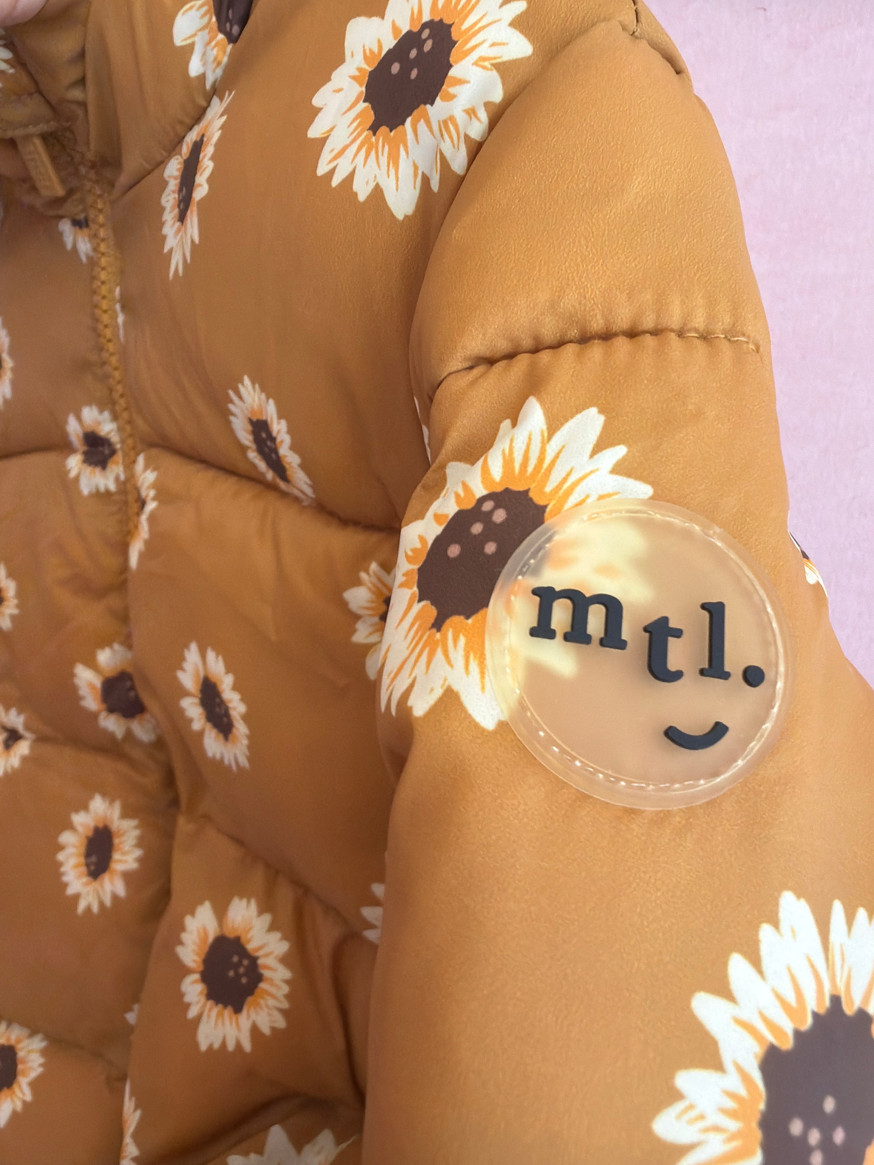 Miles The Label sunflower print hooded quilted packable parka  / 3 Years