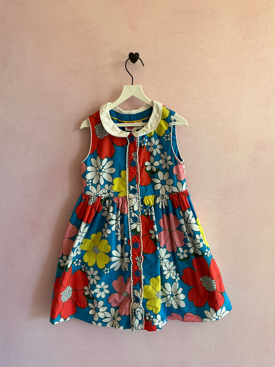 Mini Boden Bright Floral Peter Pan Collar Dress / 6-7 Years
