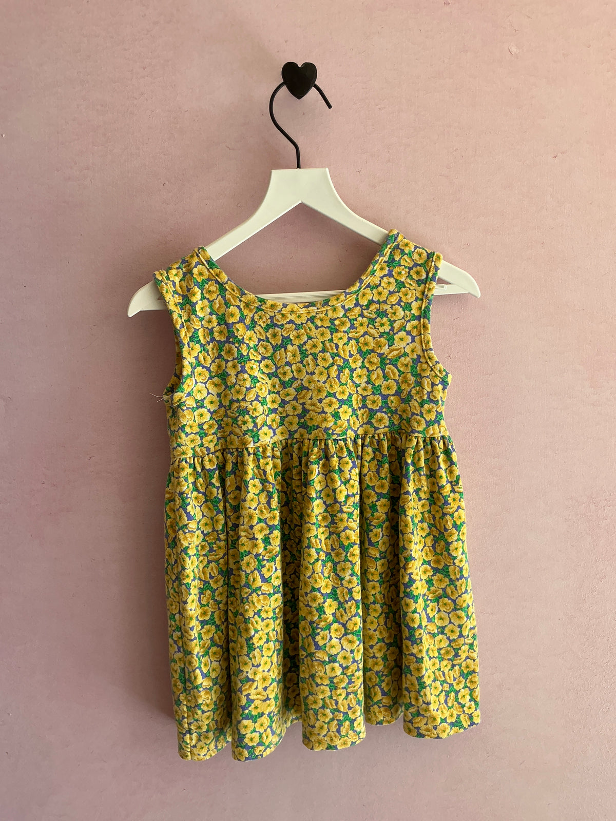 vintage 90s Yellow Flower Sun Dress / 2T