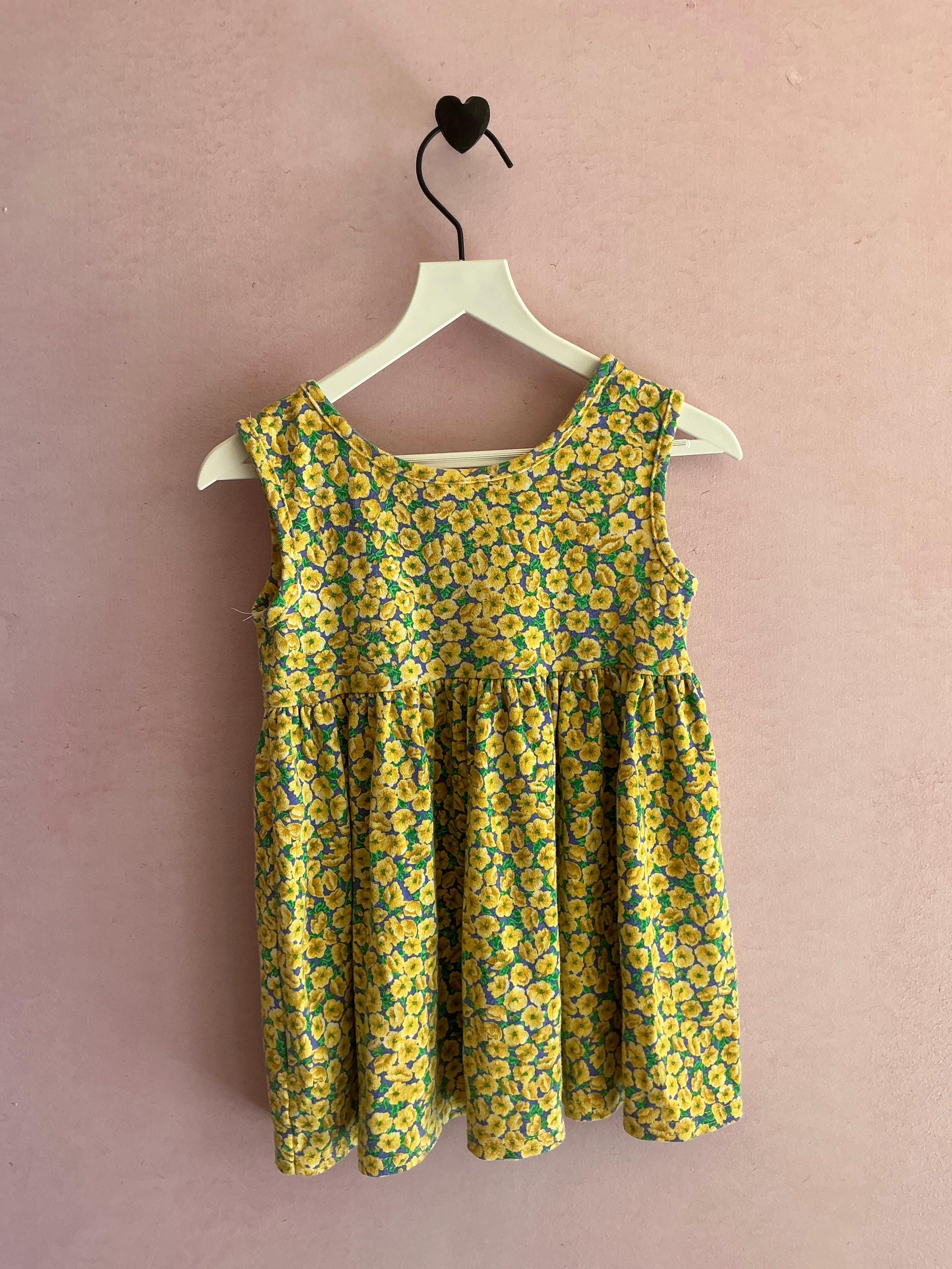 vintage 90s Yellow Flower Sun Dress / 2T