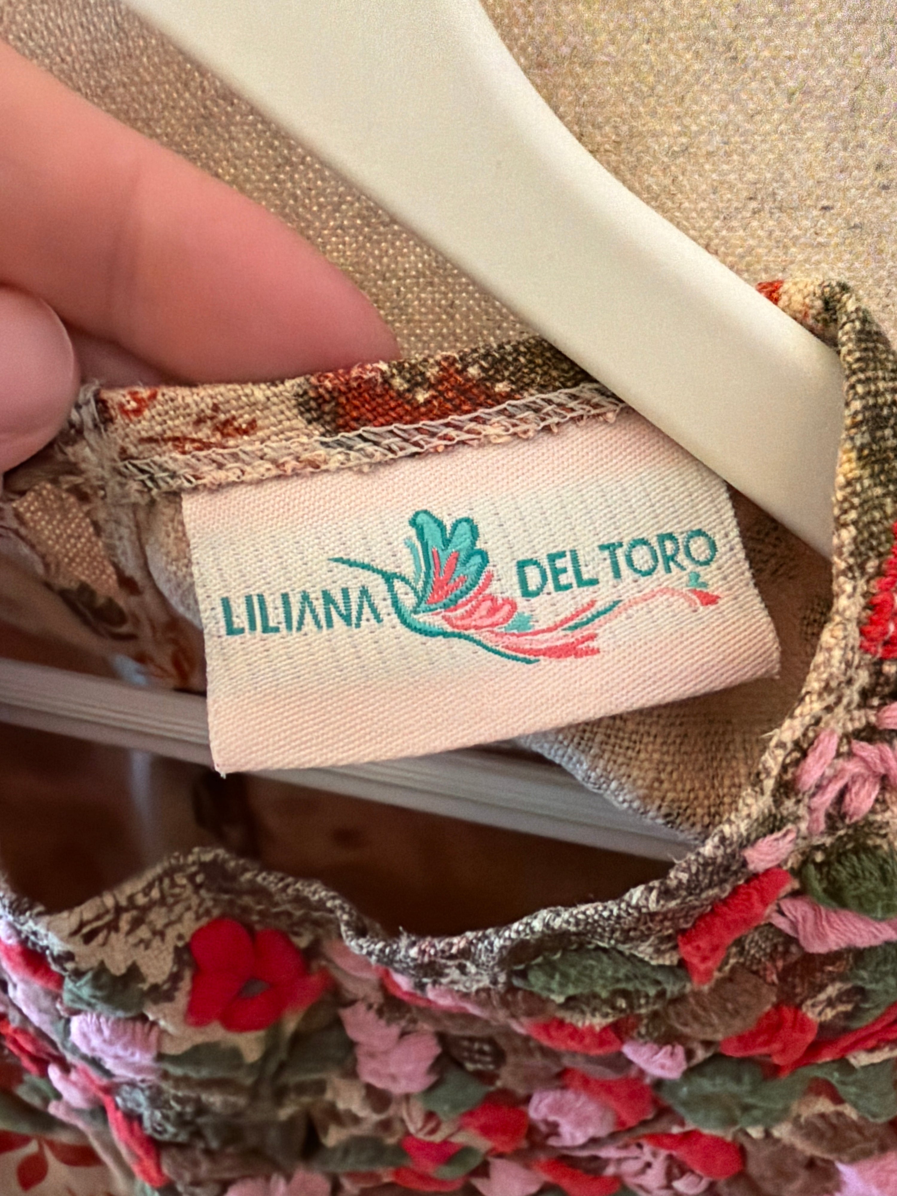 liliana del toro linen paisley hand embroidered  Dress / 3T