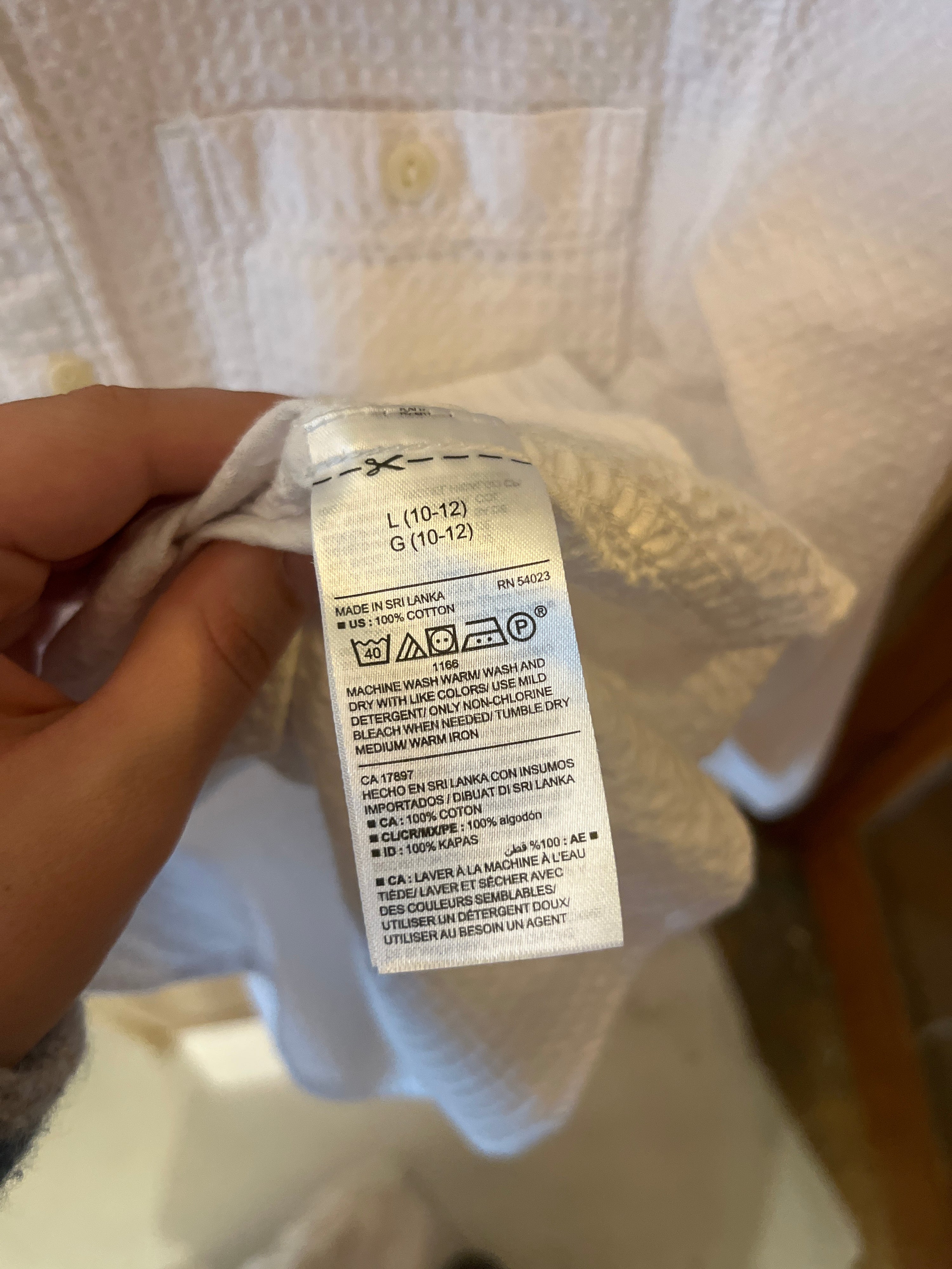 Old Navy White Shirt / 10-12