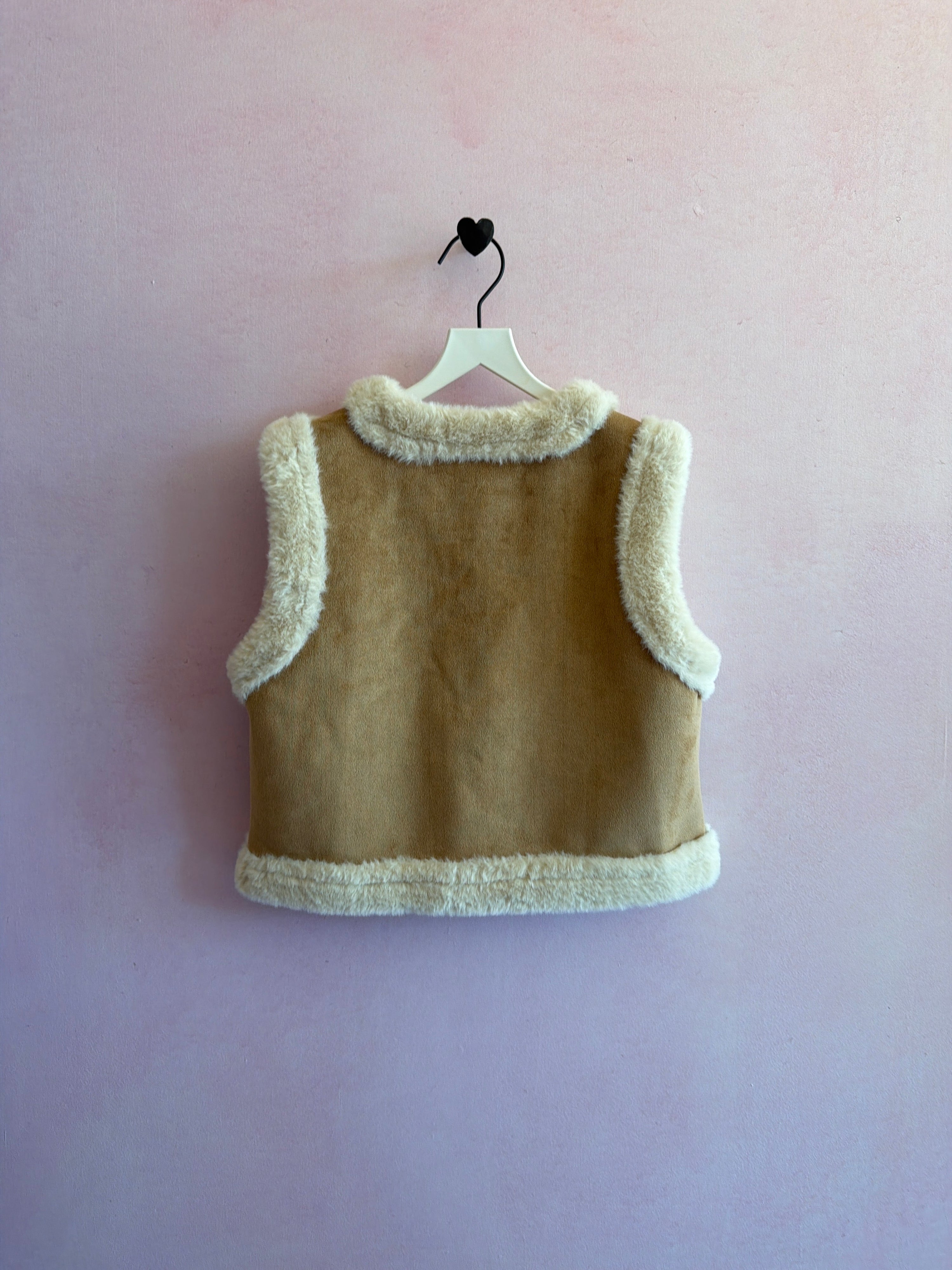 Thirty Three-33 Cream Suede with Faux Shearling Trim Vest / 7