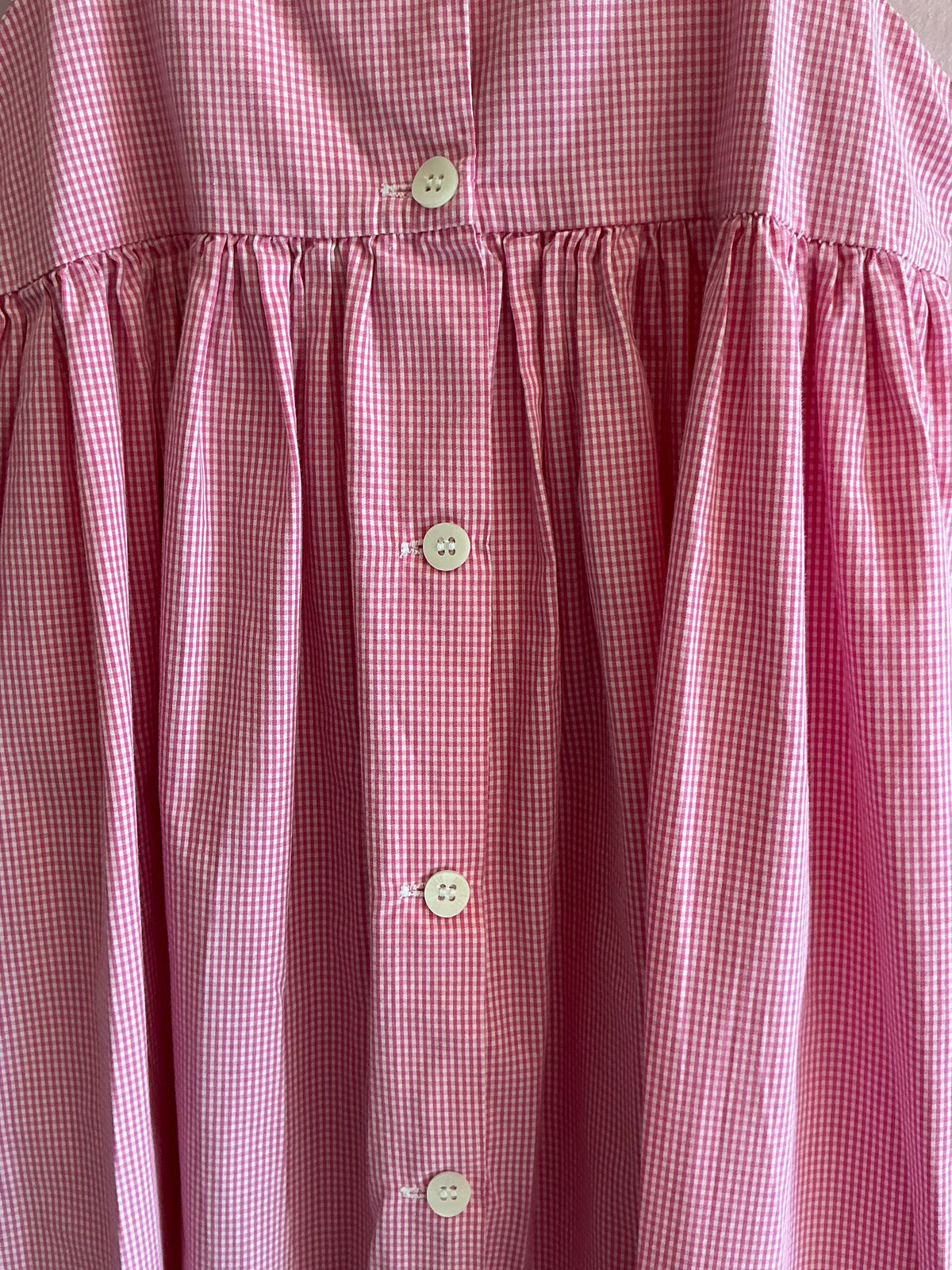 vintage Vive La Fete Hand-Smocked Pink and White Gingham Rosette Dress / 4