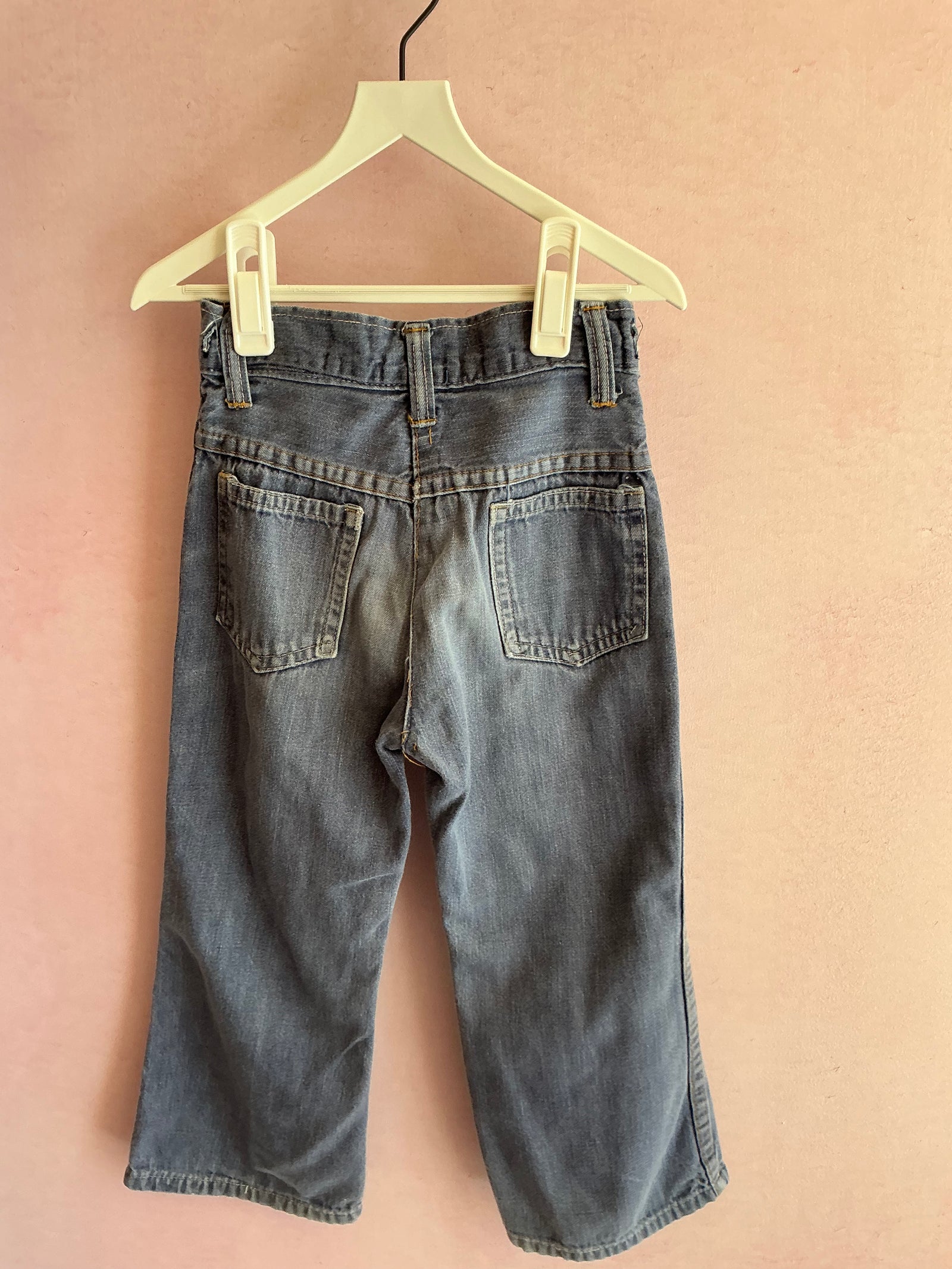 vintage dark blue red patched Jeans / 5