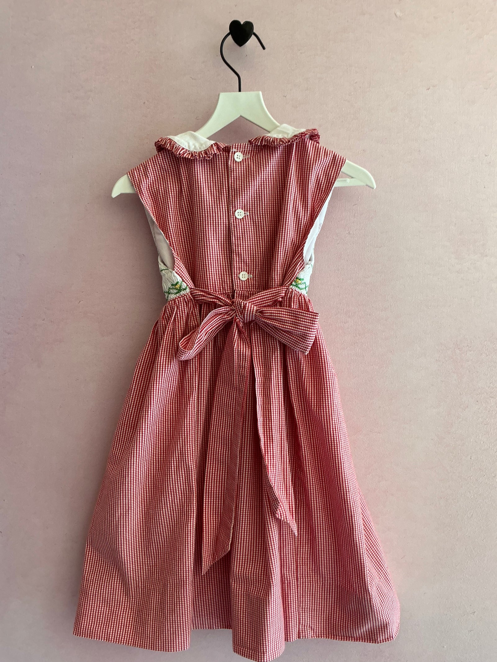 vintage Orient Expressed Hand-Smocked Dress with Embroidered Strawberries / 3