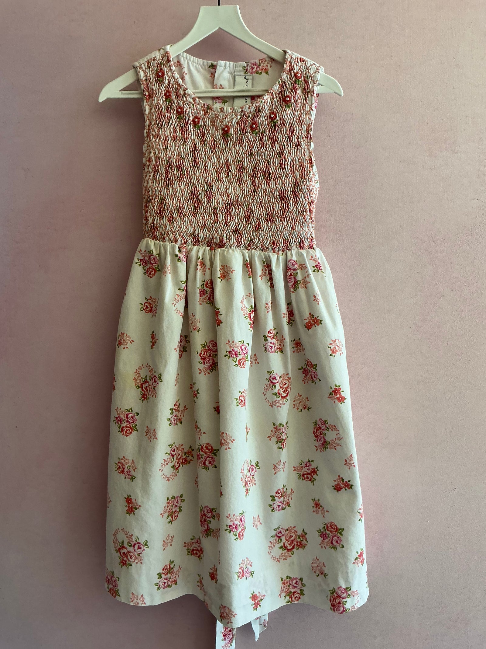 Maggie and Zoe Hand-Smocked Apricot and Rose Garden Dress / 4
