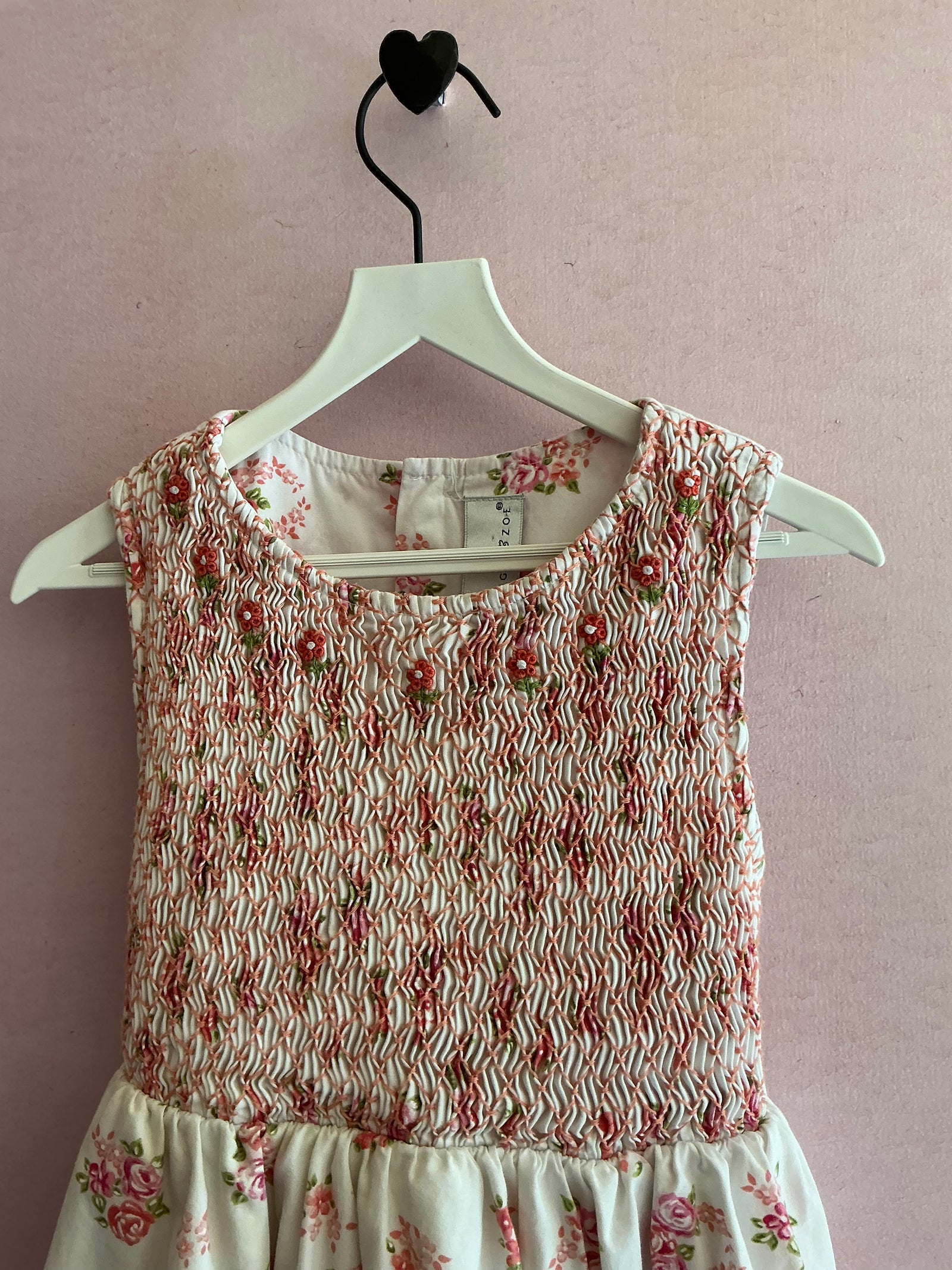 Maggie and Zoe Hand-Smocked Apricot and Rose Garden Dress / 4