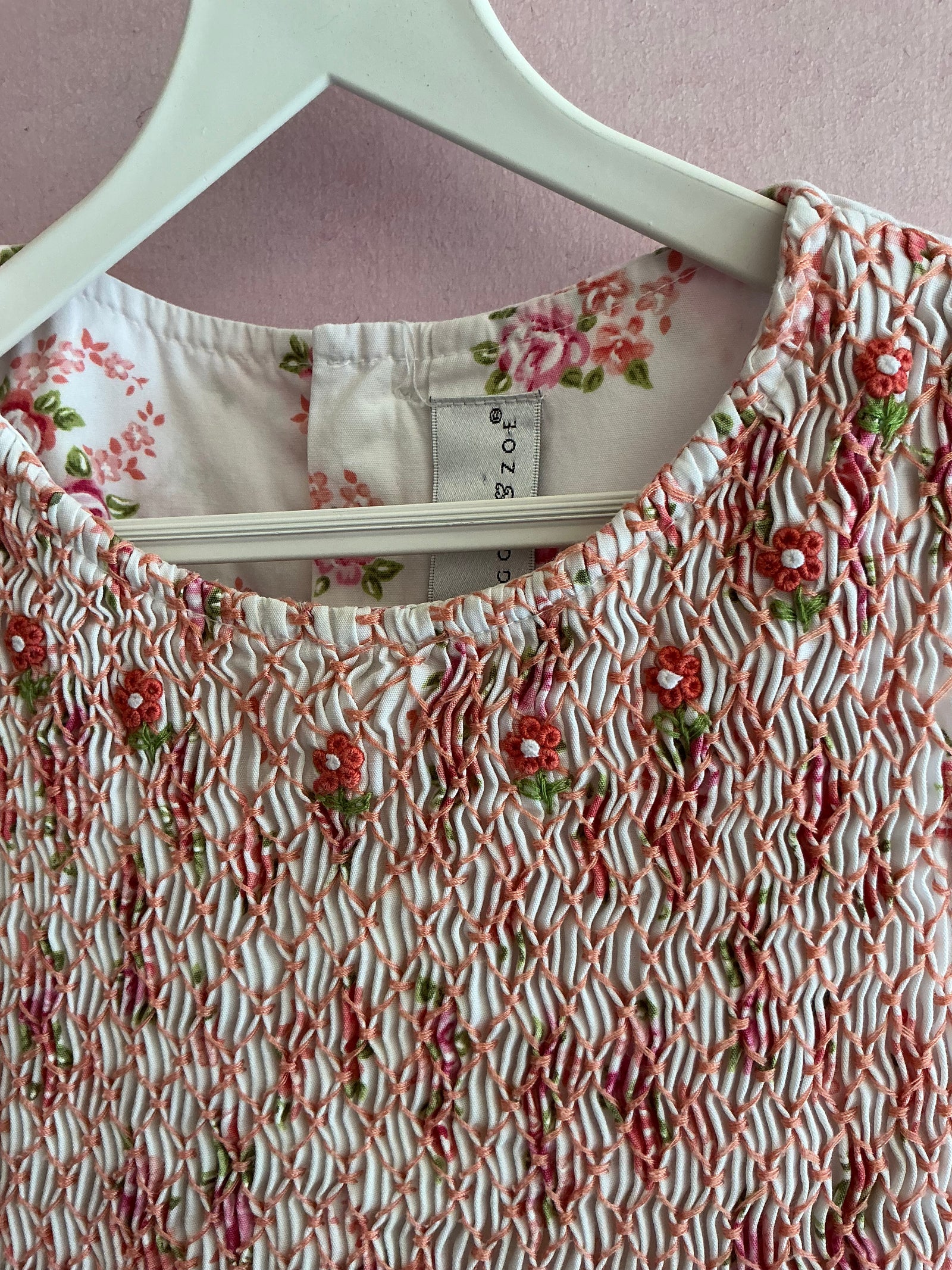 Maggie and Zoe Hand-Smocked Apricot and Rose Garden Dress / 4