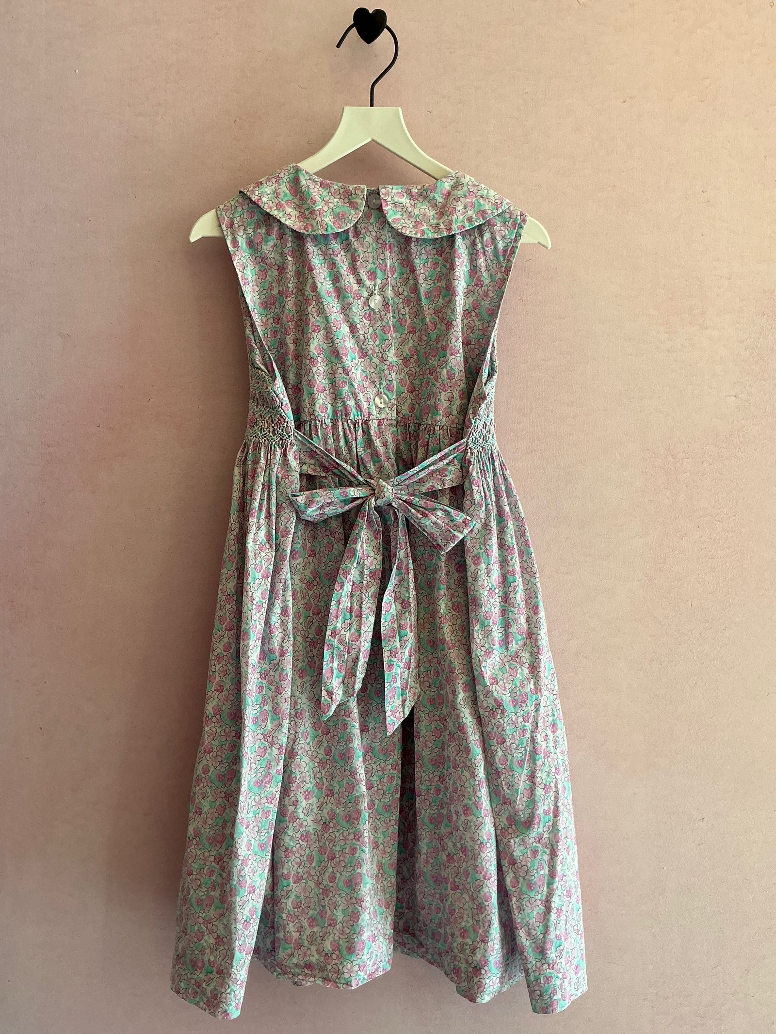vintage Question Everything Purple Strawberry Hand-Smocked Dress with Peter Pan Collar / 4-5