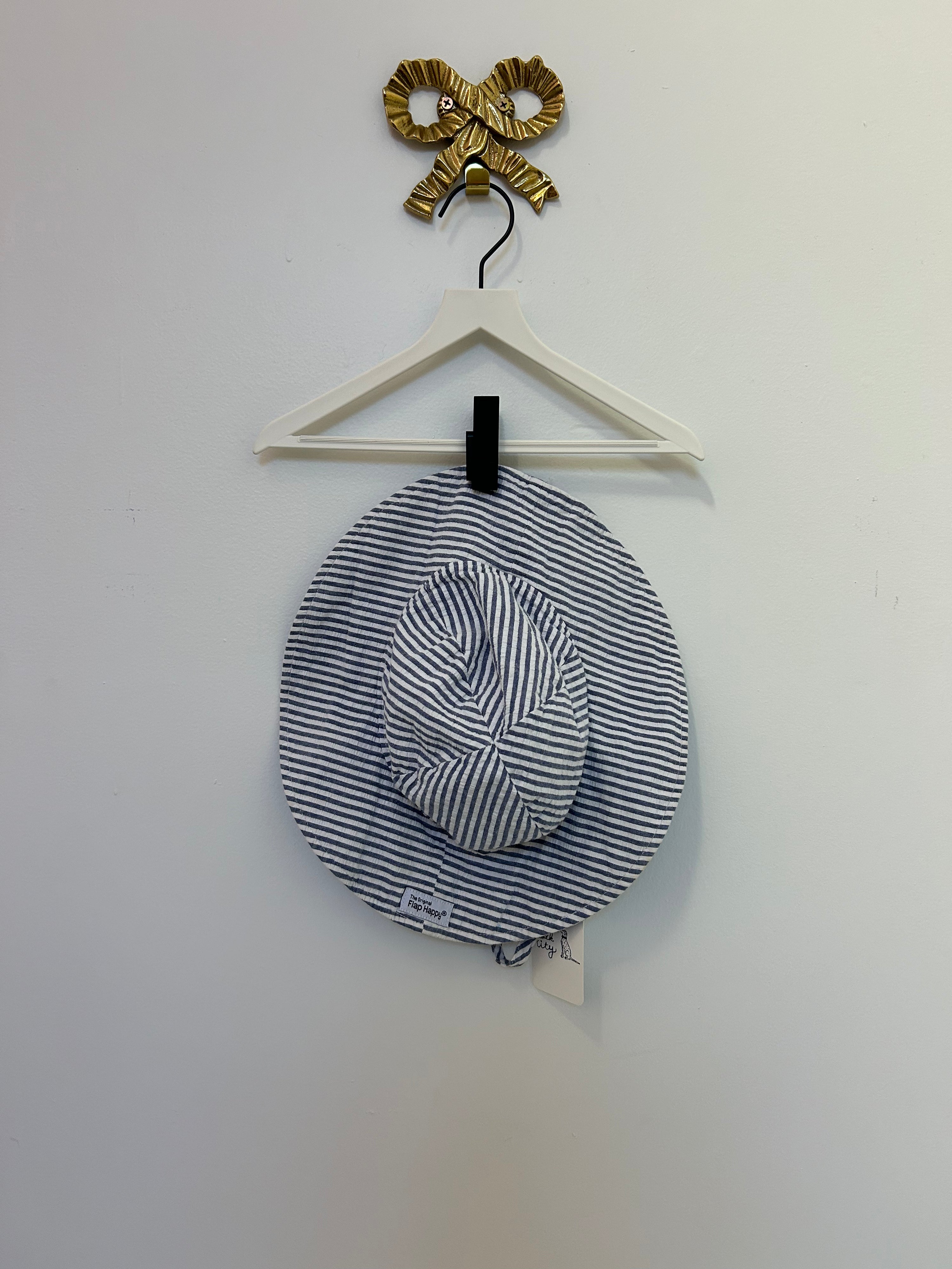 Flap Happy Blue Stripe Sun Hat  / Large