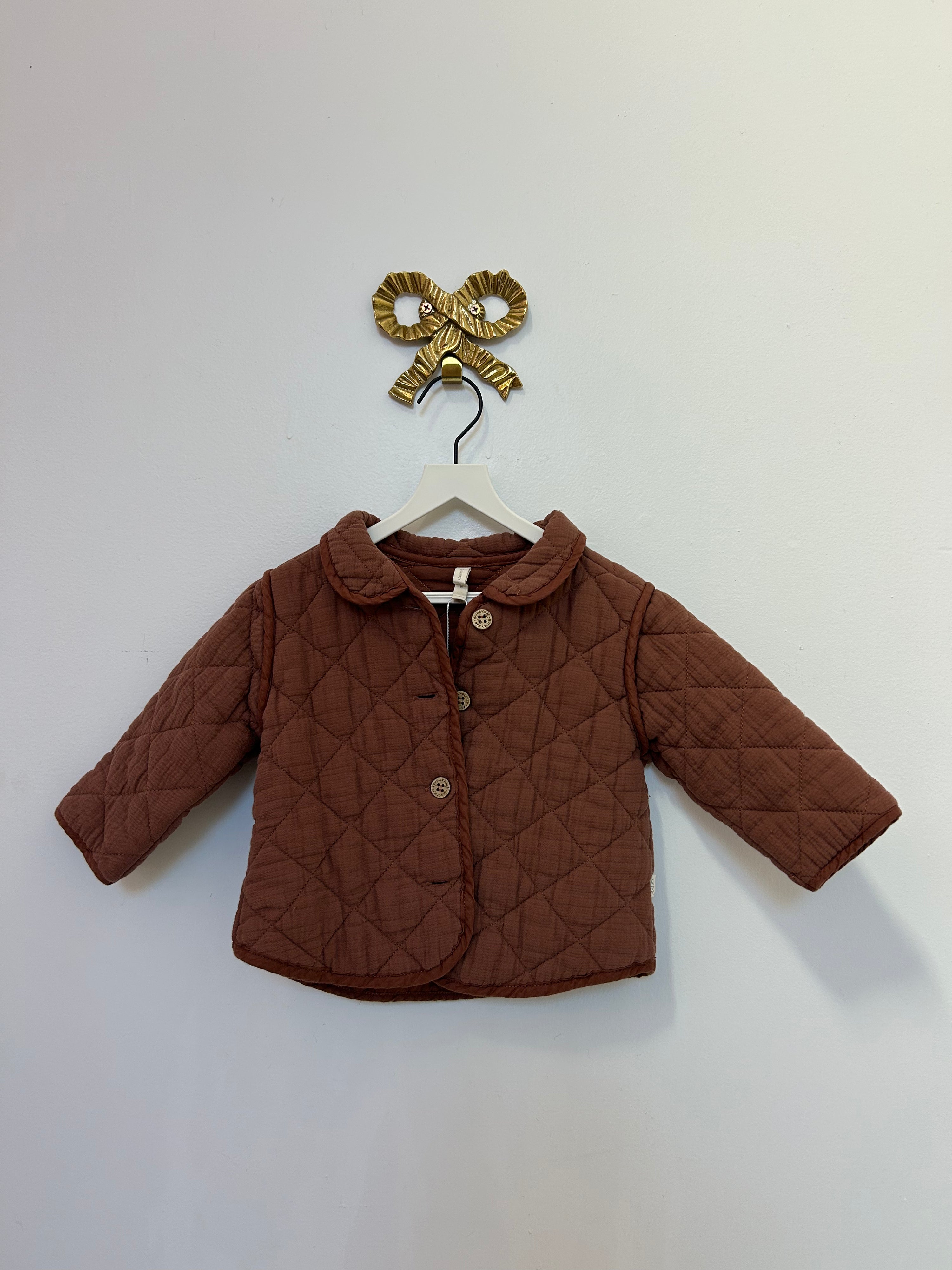 Quincy Mae Brown Quilted Coat / 18-24 months