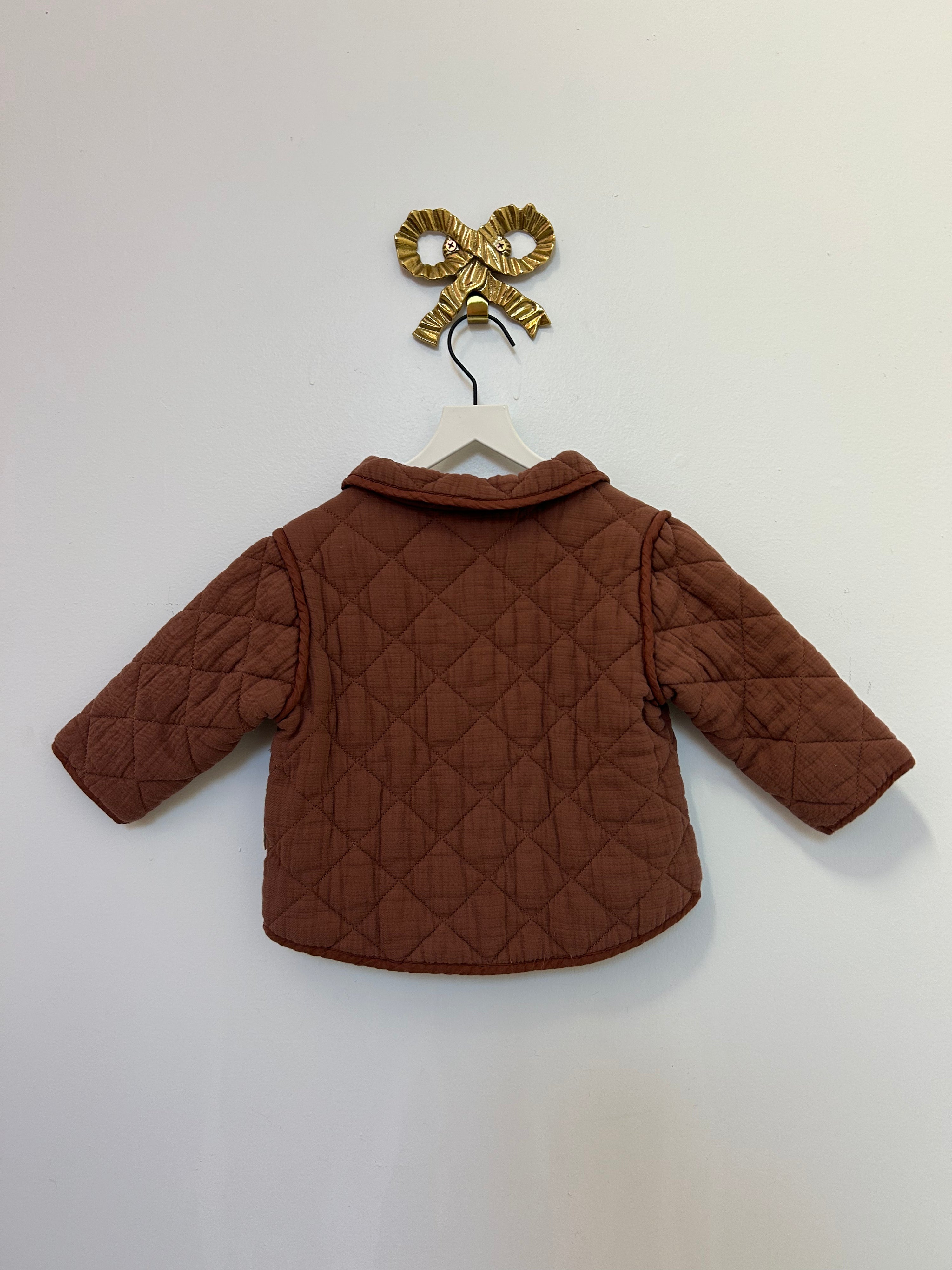 Quincy Mae Brown Quilted Coat / 18-24 months